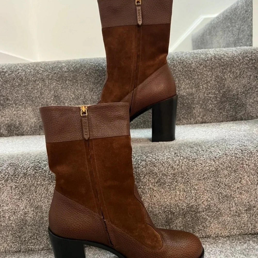 Gucci Women's Rich Brown Heeled Boots - Picture 3 of 9